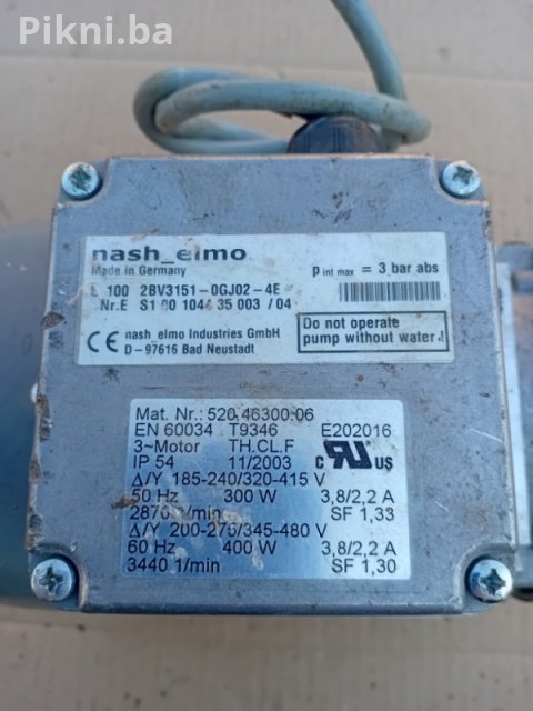 HITNO! Industrijski Motor NASH ELMO 300W/2870 Obrtaja SAMO 120km 11