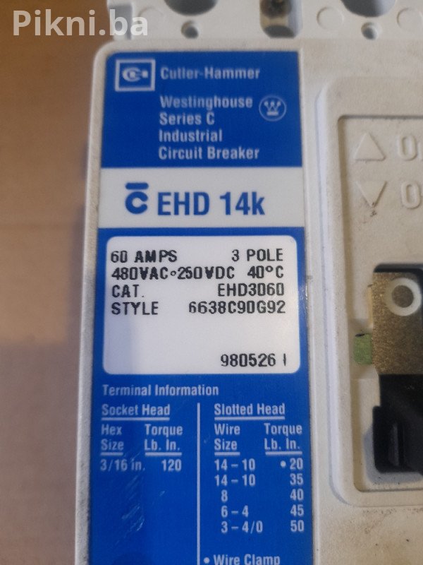 Čekić-čekić EHD 14K Industrijski Prekidači (Osigurači) 3x 60A