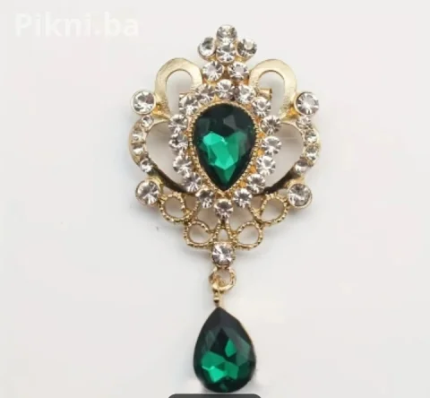 Luksuzni Vintage Broš sa Zelenim Kristalima / Novo - Elegancija 4