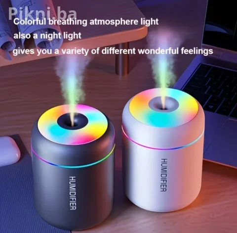 Mini LED ovlaživač zraka i difuzor - RGB svjetlo - BIJELI CRNI 3