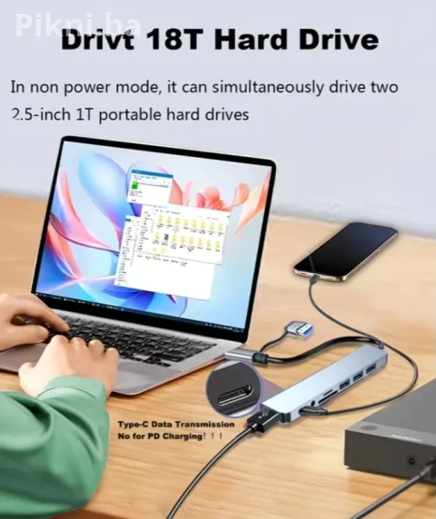 USB-C Hub 8-u-1 priključna stanica | USB 3.0 / SD/TF / 3.5mm audio 7