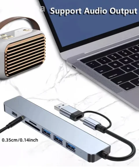 USB-C Hub 8-u-1 priključna stanica | USB 3.0 / SD/TF / 3.5mm audio 4