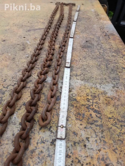 SET 3x MASIVNI Industrijski (LANCI 5 metara) - 10mm Debljina Kari 6