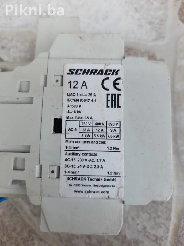 SCHRACK Trofazni Kontaktor 12A / 5.5kW, 230V Zavojnica - SNIŽENO!