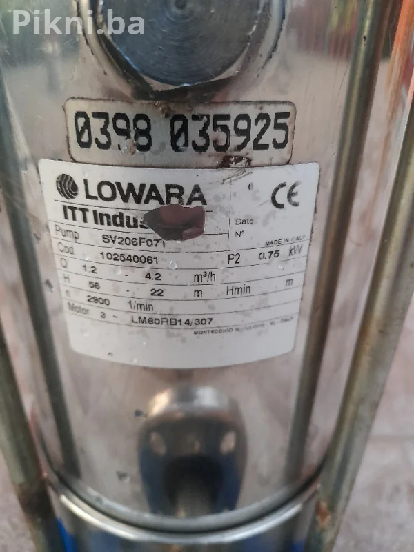 LOWARA Vertikalna Višestepena Pumpa SV206F07T - Idealna za Hidrof