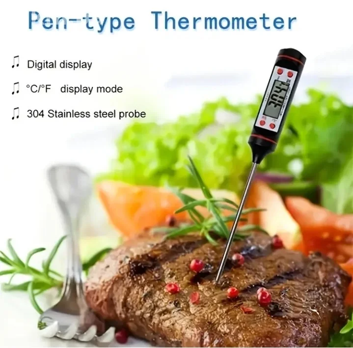 NOVI Digitalni Kuhinjski Termometar TP-101 (Crni) - Za Meso, Rošt