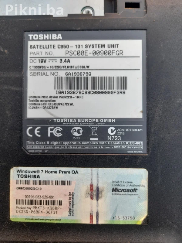 Toshiba Satellite C650-101 (ZA DIJELOVE) - 3GB RAM / 320GB HDD