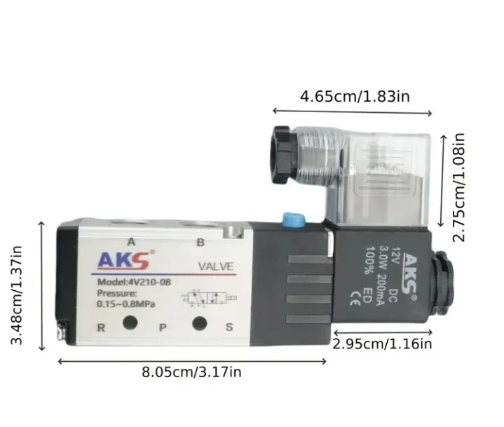 NOVO! Vrhunski Pneumatski Solenoidni Ventil AKS 4V210-08 (12V 24v