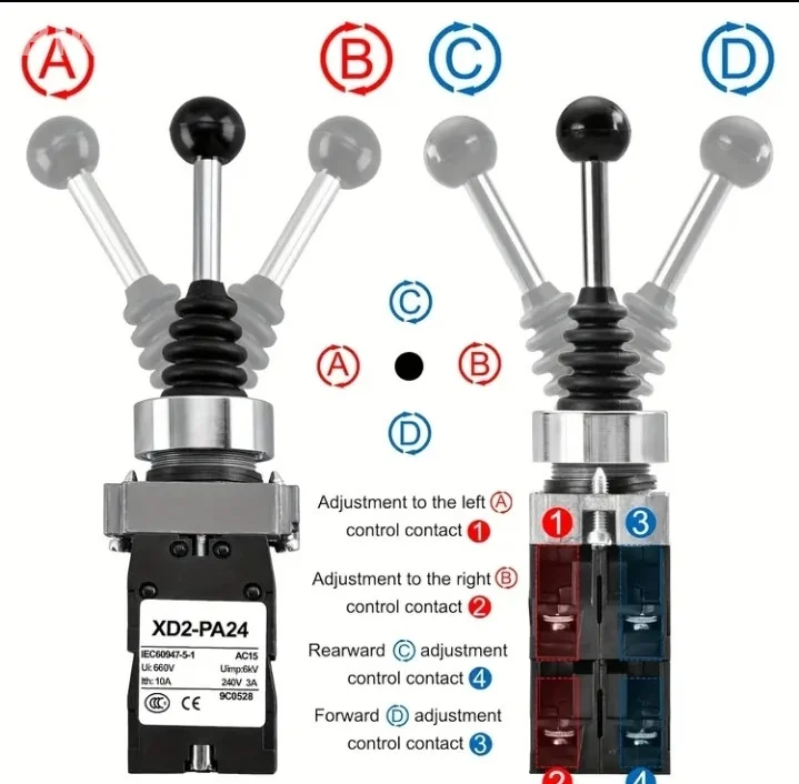 NOVO! Industrijski Joystick Prekidač (Džojstik) XD2-PA24 | 4 Pozi