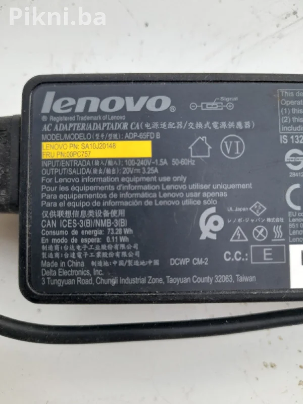 ORIGINAL Lenovo Punjač 65W (kvadratni vrh) - Kao Nov Lap Top!