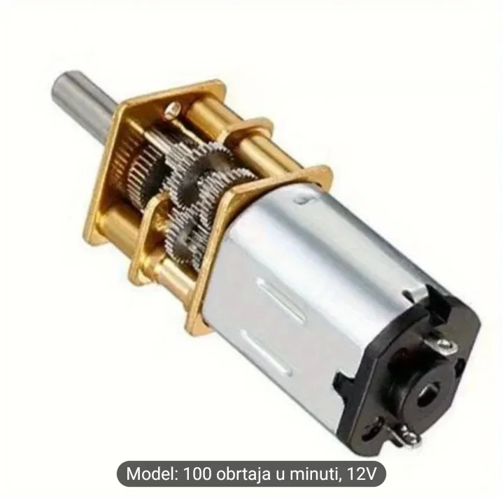 Mikro DC motor sa metalnim zupčanicima GA12-N20 (12V / 100 RPM)