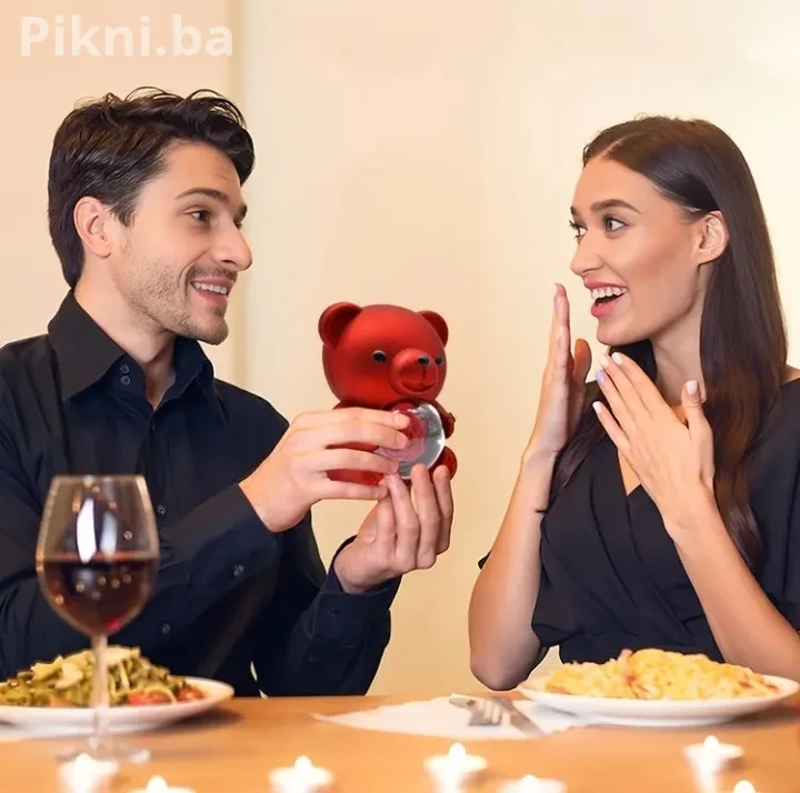 Romantična poklon kutija Medvjedić sa vječnom ružom 8 mart poklon