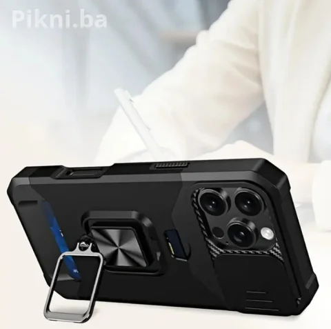 iPhone 17 Pro Max LUX Armor Maska / Crna / 360 Stand 3