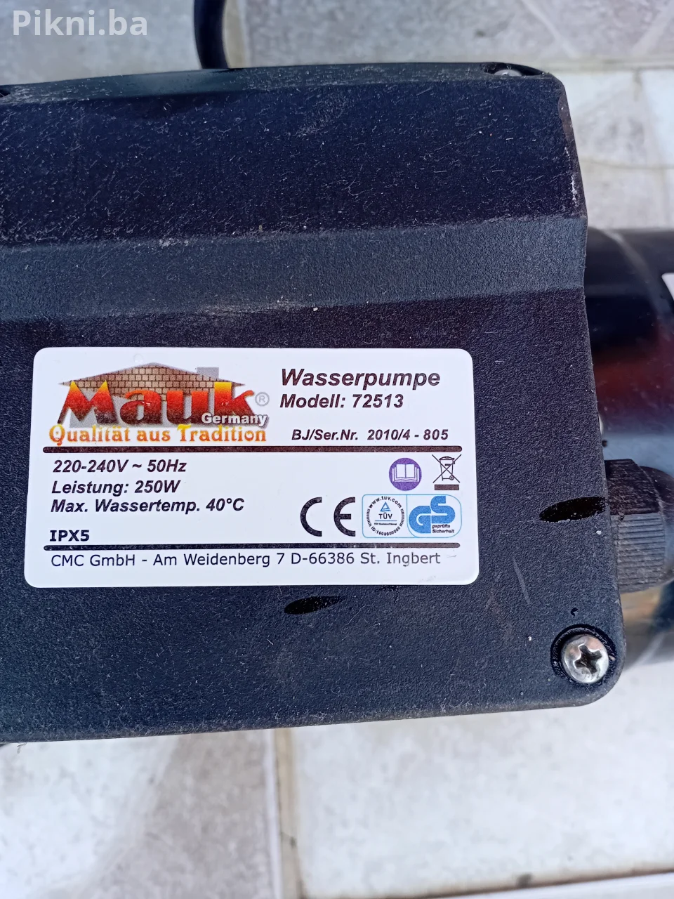 Mauk Wasserpumpe 72513 - Pumpa za Vodu / Bazen 250W