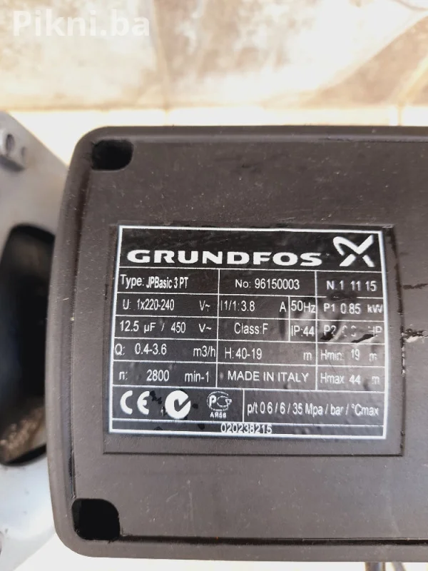 Pumpa za vodu Grundfos 0.85kw pumpe hidropak hidrofor